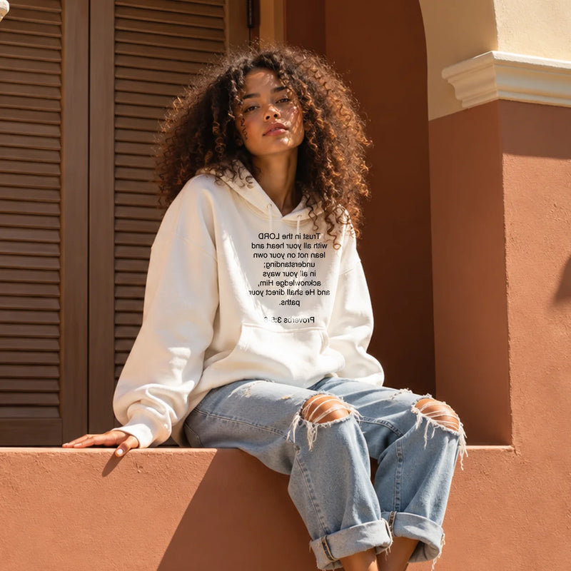 Customer wearing a Mirror Scripture tee
