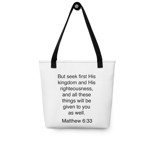 Matthew 6:33 Seek First His Kingdom - Tote bag